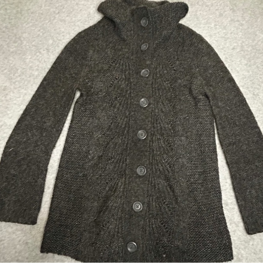 Elegant Dark Gray Button-Up Cardigan